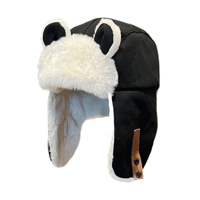 Women Trapper Hat Fashion Lightweight Plush Hat for Outdoor Biking Festivals Black