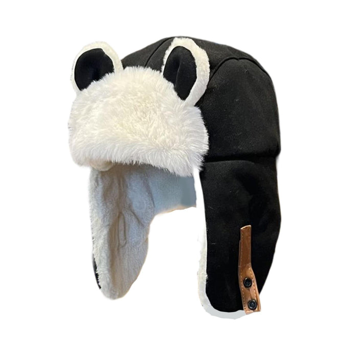 Women Trapper Hat Fashion Lightweight Plush Hat for Outdoor Biking Festivals Black