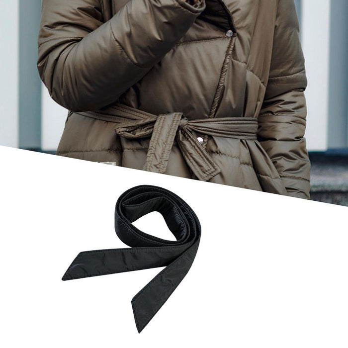 Women Puffer Down Coat Belt Lady Overcoat Belt Tie Knot Cinch Belt Waistband Matte Black