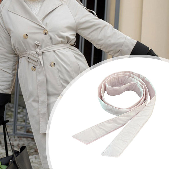 Women Puffer Down Coat Belt Lady Overcoat Belt Tie Knot Cinch Belt Waistband Beige