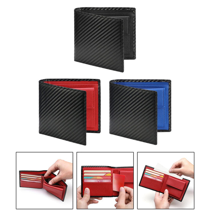 Mens Wallet Business Travel Microfiber Thin Minimalist Birthday Gift for Dad Black Lining