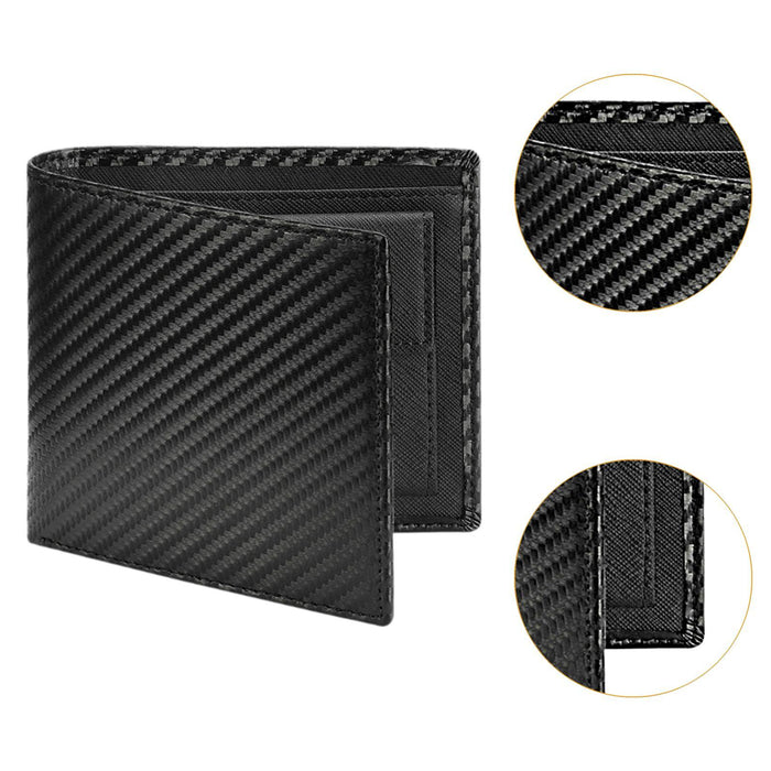 Mens Wallet Business Travel Microfiber Thin Minimalist Birthday Gift for Dad Black Lining