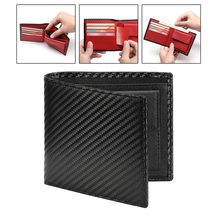 Mens Wallet Business Travel Microfiber Thin Minimalist Birthday Gift for Dad Black Lining