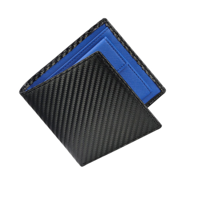 Mens Wallet Business Travel Microfiber Thin Minimalist Birthday Gift for Dad Blue Lining