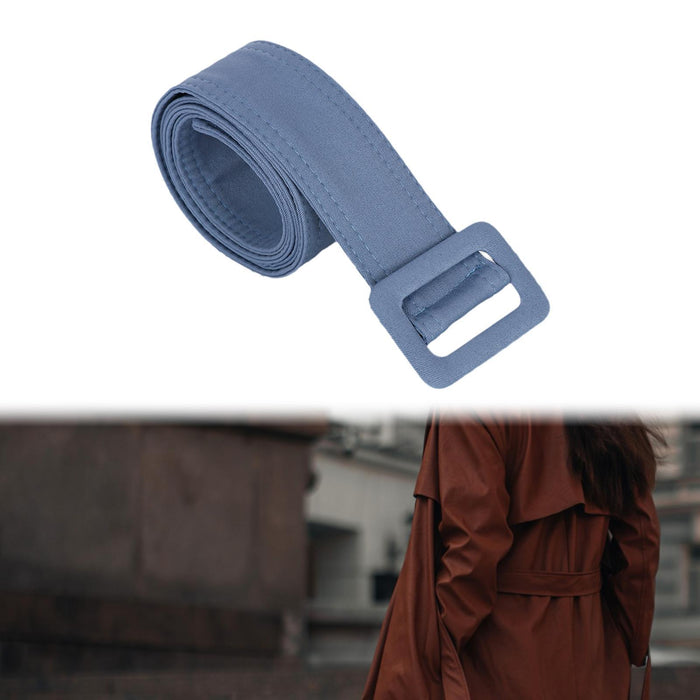 Women Trench Coat Belt Decor Overcoat Waist Belt for Jacket Dating Outerwear Blue