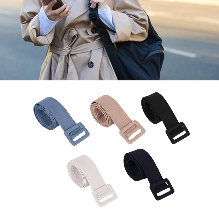 Women Trench Coat Belt Decor Overcoat Waist Belt for Jacket Dating Outerwear Blue