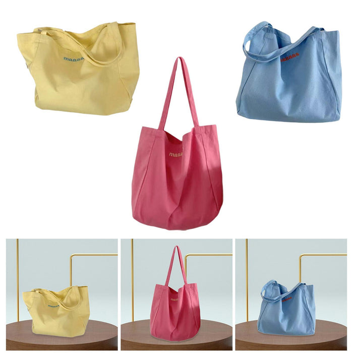 Canvas Tote Bag for Women Large Pouch Shopping Bag for Work Outdoor Shopping Yellow