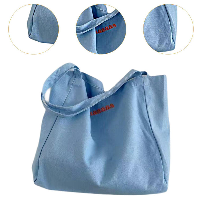 Canvas Tote Bag for Women Large Pouch Shopping Bag for Work Outdoor Shopping Blue