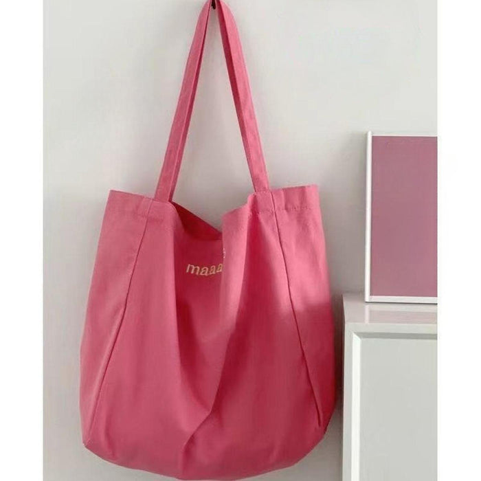 Canvas Tote Bag for Women Large Pouch Shopping Bag for Work Outdoor Shopping Pink