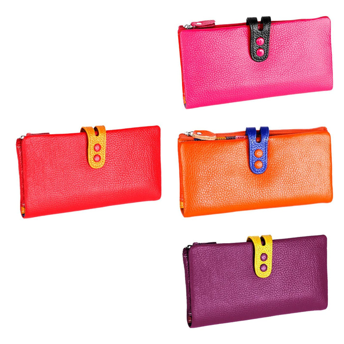 Womens Wallet Ladies Billfold Trendy Long Clutch for Commuting Dating Travel Red