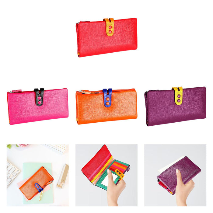 Womens Wallet Ladies Billfold Trendy Long Clutch for Commuting Dating Travel Red