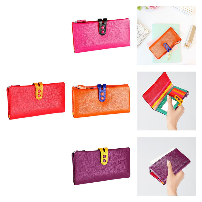 Womens Wallet Ladies Billfold Trendy Long Clutch for Commuting Dating Travel Red