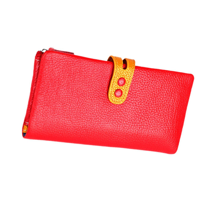 Womens Wallet Ladies Billfold Trendy Long Clutch for Commuting Dating Travel Red