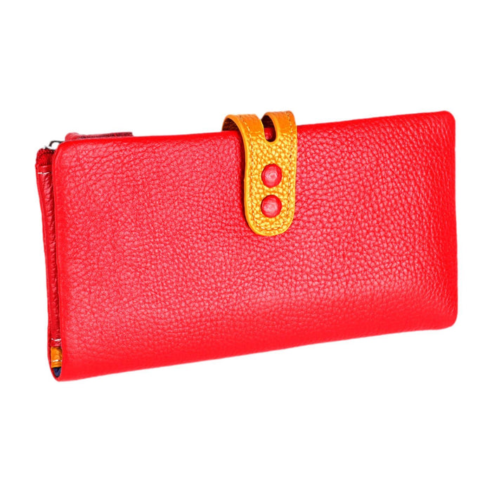 Womens Wallet Ladies Billfold Trendy Long Clutch for Commuting Dating Travel Red