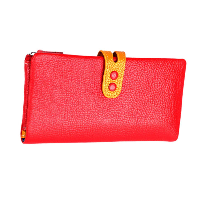 Womens Wallet Ladies Billfold Trendy Long Clutch for Commuting Dating Travel Red