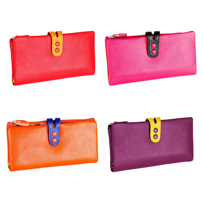 Womens Wallet Ladies Billfold Trendy Long Clutch for Commuting Dating Travel Red