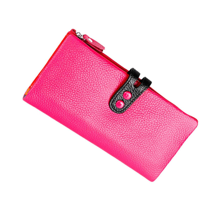 Womens Wallet Ladies Billfold Trendy Long Clutch for Commuting Dating Travel Rose