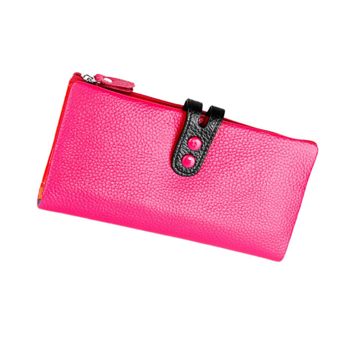 Womens Wallet Ladies Billfold Trendy Long Clutch for Commuting Dating Travel Rose