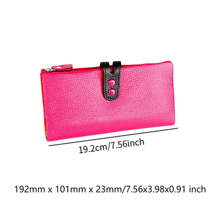 Womens Wallet Ladies Billfold Trendy Long Clutch for Commuting Dating Travel Rose