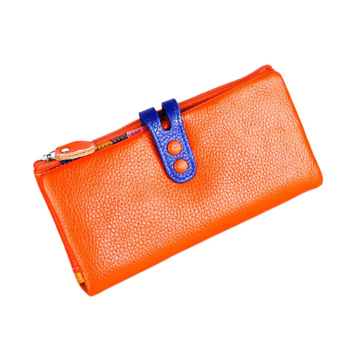 Womens Wallet Ladies Billfold Trendy Long Clutch for Commuting Dating Travel Orange