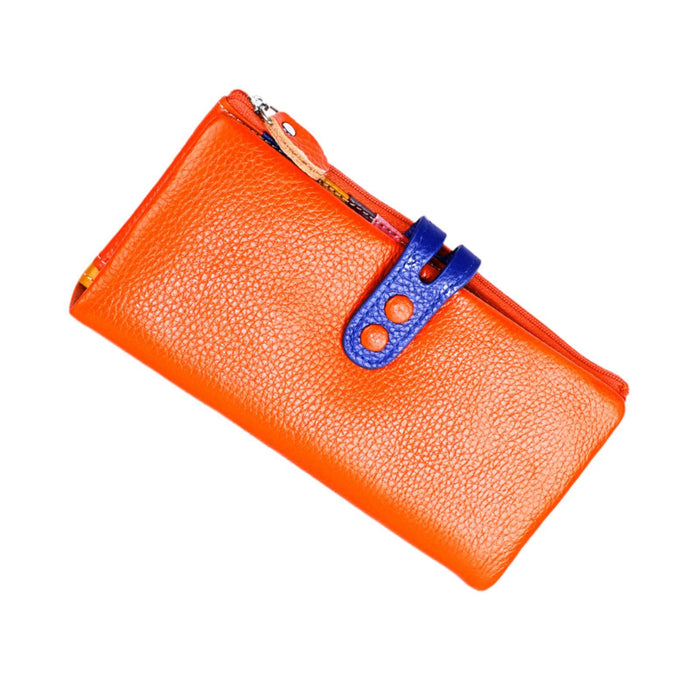 Womens Wallet Ladies Billfold Trendy Long Clutch for Commuting Dating Travel Orange