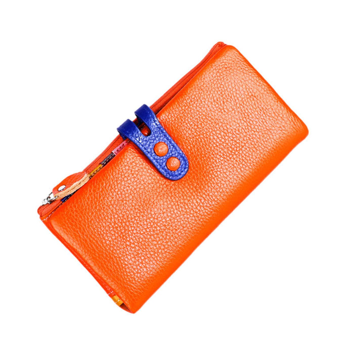 Womens Wallet Ladies Billfold Trendy Long Clutch for Commuting Dating Travel Orange