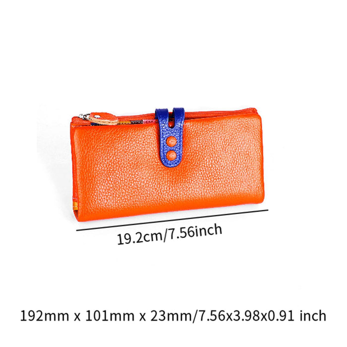 Womens Wallet Ladies Billfold Trendy Long Clutch for Commuting Dating Travel Orange