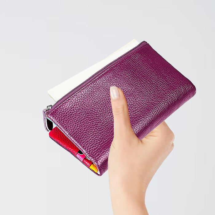 Womens Wallet Ladies Billfold Trendy Long Clutch for Commuting Dating Travel Purple