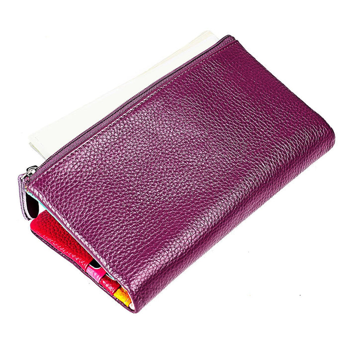 Womens Wallet Ladies Billfold Trendy Long Clutch for Commuting Dating Travel Purple