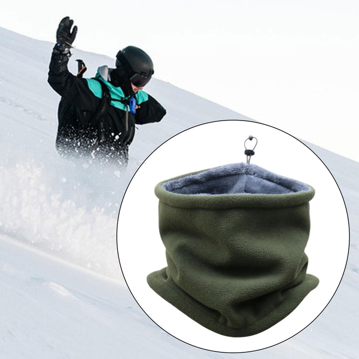 Winter Fleece Neck Gaiter Windproof Scarf Wrap for Running Motorcycle Hiking Green