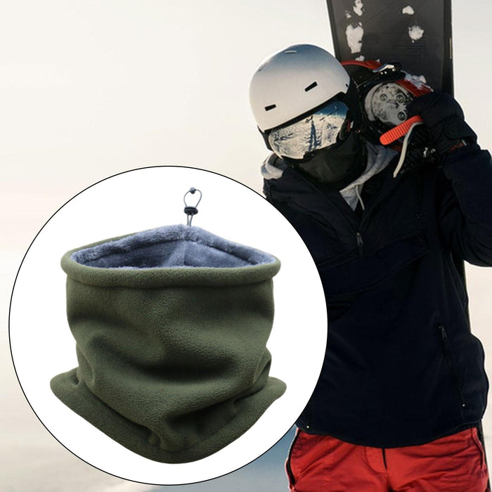 Winter Fleece Neck Gaiter Windproof Scarf Wrap for Running Motorcycle Hiking Green