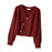 Crofta Women's Cardigan Sweater for Fall Winter Jacket Clothes V Neck Crop Cardigan Burgundy