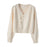 Crofta Women's Cardigan Sweater for Fall Winter Jacket Clothes V Neck Crop Cardigan Apricot