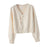 Crofta Women's Cardigan Sweater for Fall Winter Jacket Clothes V Neck Crop Cardigan Apricot