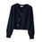 Crofta Women's Cardigan Sweater for Fall Winter Jacket Clothes V Neck Crop Cardigan Navy