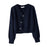 Crofta Women's Cardigan Sweater for Fall Winter Jacket Clothes V Neck Crop Cardigan Navy