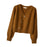 Crofta Women's Cardigan Sweater for Fall Winter Jacket Clothes V Neck Crop Cardigan Brown