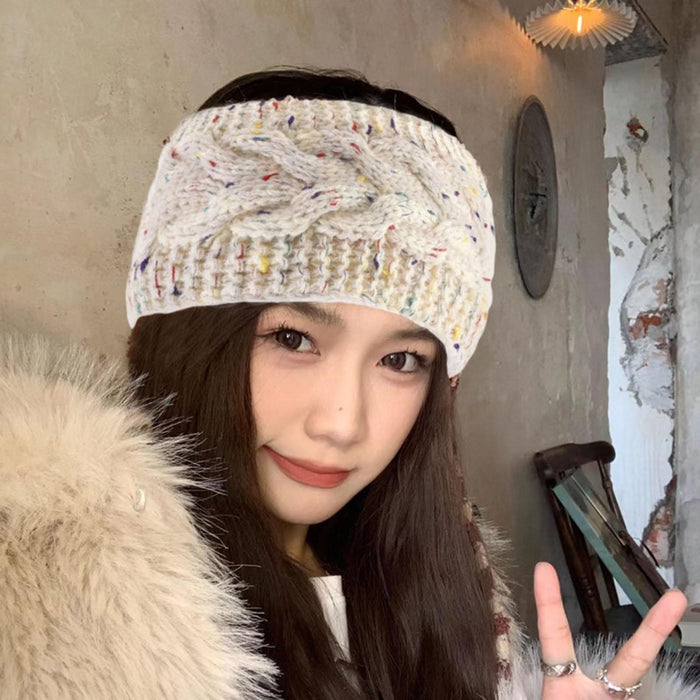 Winter Knitted Headband Ear Warmer Thick Headwear Soft Braided Knit Headband Beige