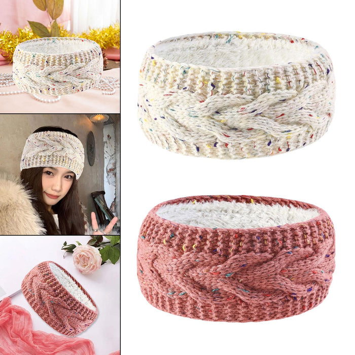 Winter Knitted Headband Ear Warmer Thick Headwear Soft Braided Knit Headband Beige