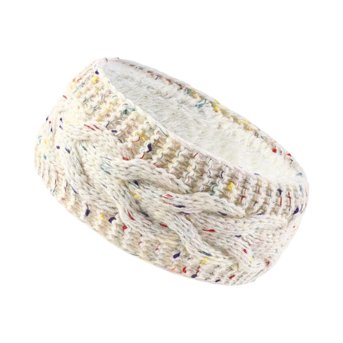 Winter Knitted Headband Ear Warmer Thick Headwear Soft Braided Knit Headband Beige