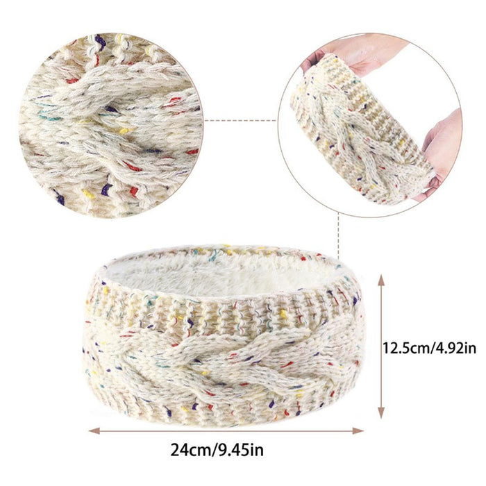 Winter Knitted Headband Ear Warmer Thick Headwear Soft Braided Knit Headband Beige