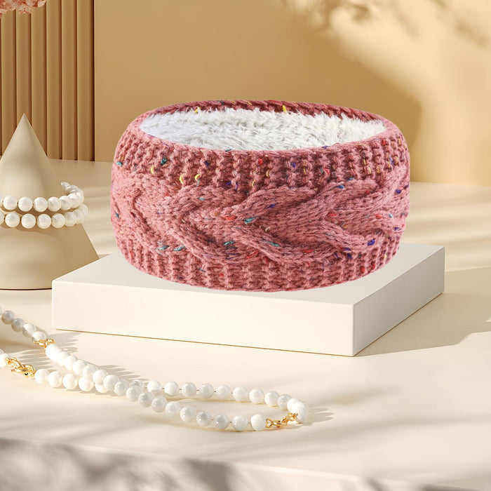 Winter Knitted Headband Ear Warmer Thick Headwear Soft Braided Knit Headband Pink