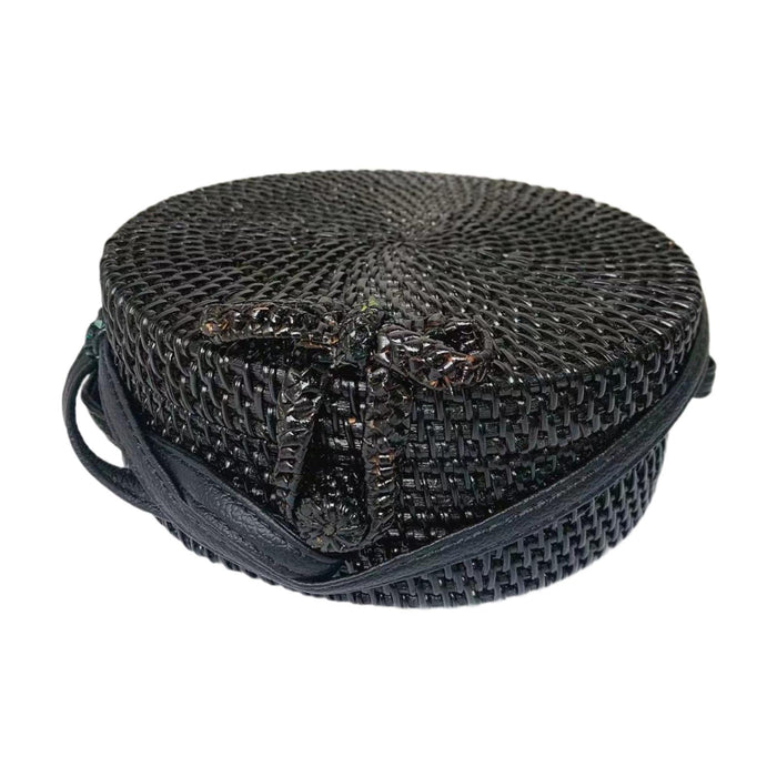 Round Rattan Bag Basket Purse Wicker Casual Chic Boho Bag for Holiday Summer