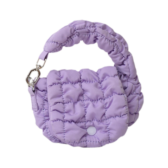 Womens Quilted Handbag Travel Purse Portable Mini Wallet for Dating Shopping Purple