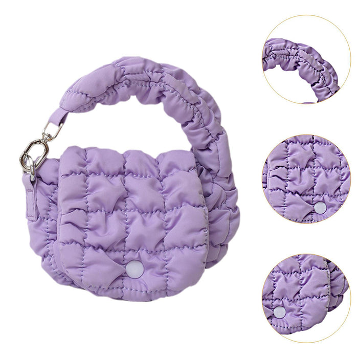 Womens Quilted Handbag Travel Purse Portable Mini Wallet for Dating Shopping Purple