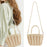 Tote Bag for Women W/ Zipper Weaving Handbag for Shopping Commuting Vacation Beige