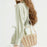 Tote Bag for Women W/ Zipper Weaving Handbag for Shopping Commuting Vacation Beige