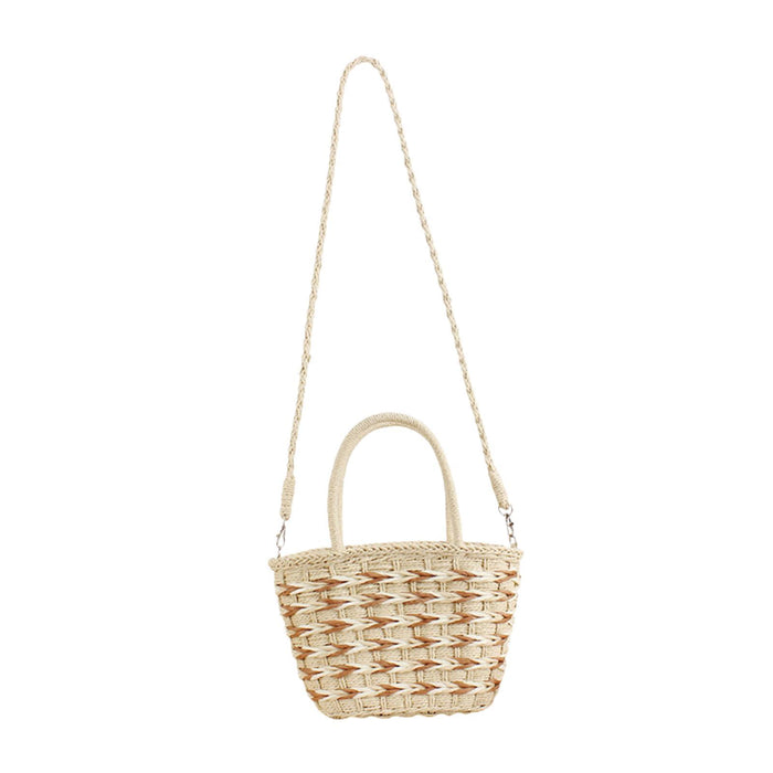 Tote Bag for Women W/ Zipper Weaving Handbag for Shopping Commuting Vacation Beige