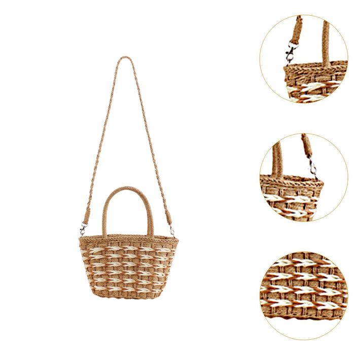 Tote Bag for Women W/ Zipper Weaving Handbag for Shopping Commuting Vacation Brown