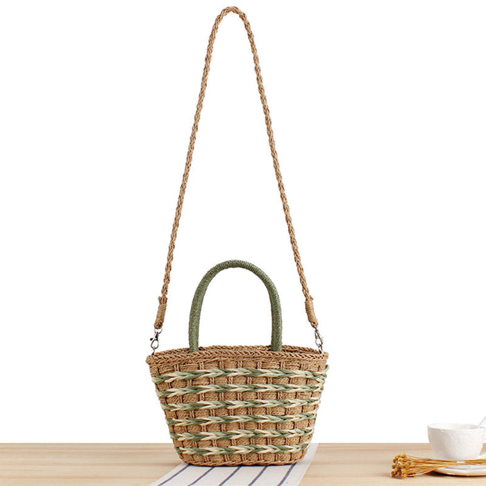 Tote Bag for Women W/ Zipper Weaving Handbag for Shopping Commuting Vacation Green